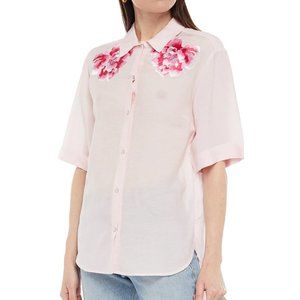 ✨HOST PICK✨ Sandro Floral 🌺 Embroidered Snap Button Linen Shirt (NWT)
